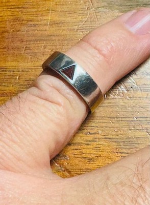 Estate Sterling Silver 925 Trillion Rhodalite Garnet Cigar Band Ring Size 7.25