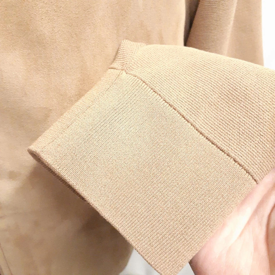 NEW Hugo Boss Mingdale Mixed Media Goat Suede Leather Bomber Jacket TAN US 40 R - Image 4 of 4