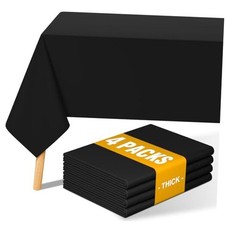 4 Pack Rectangle Table Cloth, Waterproof Anti-Scratch 60" x 84" Black