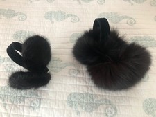 VINTAGE MINK FUR EARMUFFS - 2 Pairs w/ VELVET BANDS - Small-Blk Large-Brown Tint