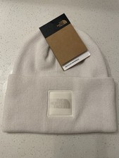 The North Face Big Box Beanie White Dune/Tonal Patch OS NWT Unisex Hat