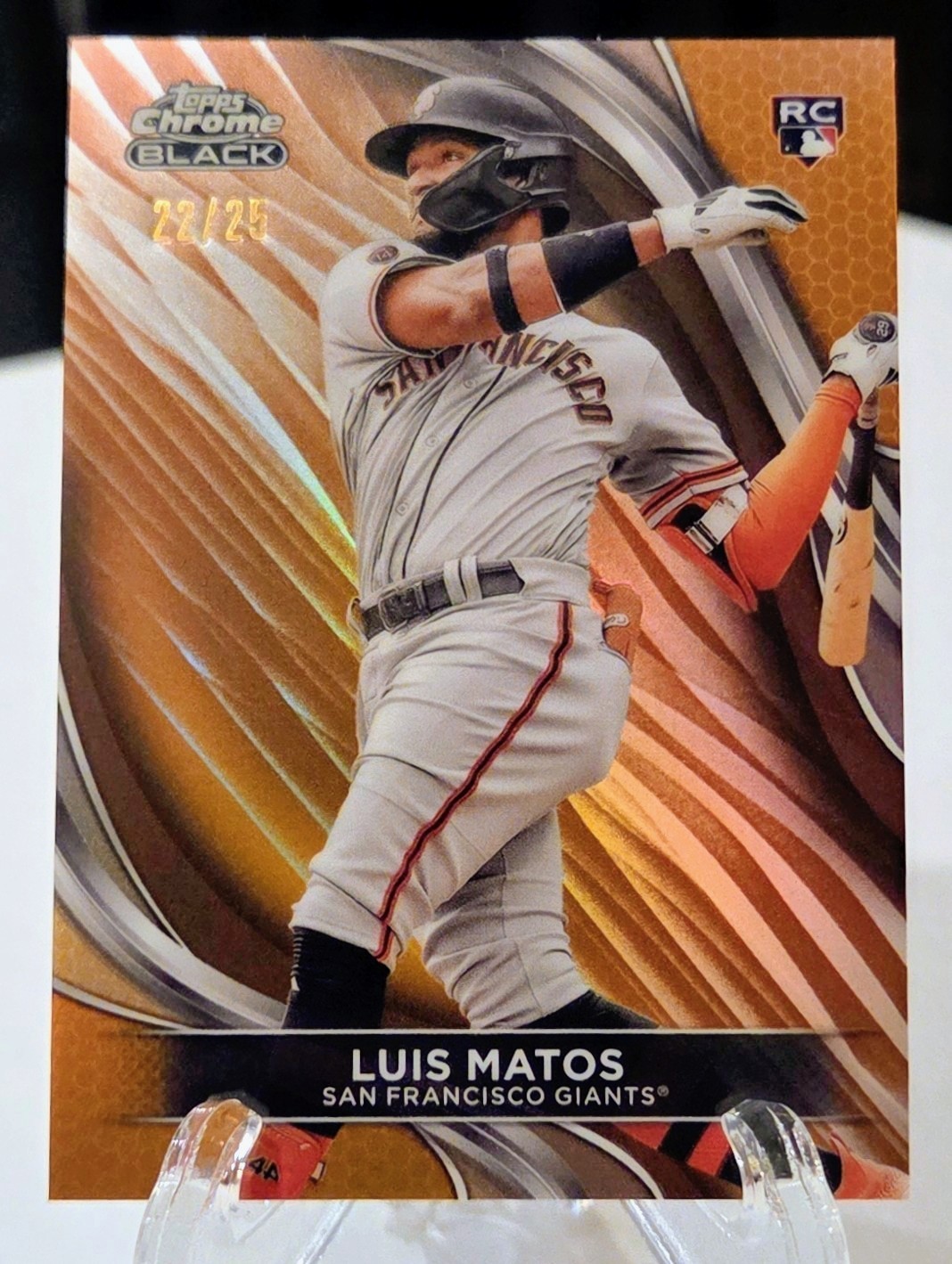 2024 Topps Chrome Black LUIS MATOS! ORANGE REFRACTOR #'d /25! RC #44.