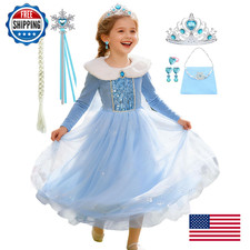 Luzlen Snow Princess Dress Up Costume Girls Winter Halloween Birthday Party
