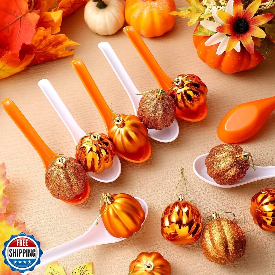 Wettarn 48 Piezas Otoño Acción de Gracias Cuchara Carrera Juego Set 24 Otoño Temática Calabaza O Foto 2 de 4