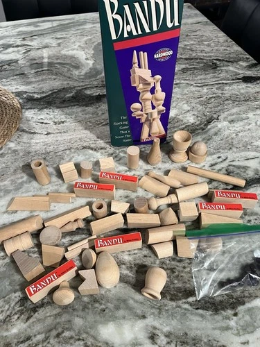 Bandu Stacking Game MB #4223 Milton Bradley 1991 Vintage Wood Blocks