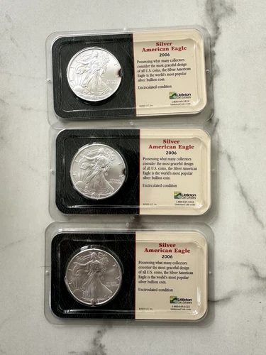 Lot of 3 American Silver Eagle eagles US mint BU bullion 1 oz - spots