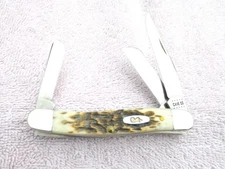 Case XX USA 2020 Stamp 6318 SS Stock Knife AMBER BONE HANDLES  GREAT SHAPE NEW