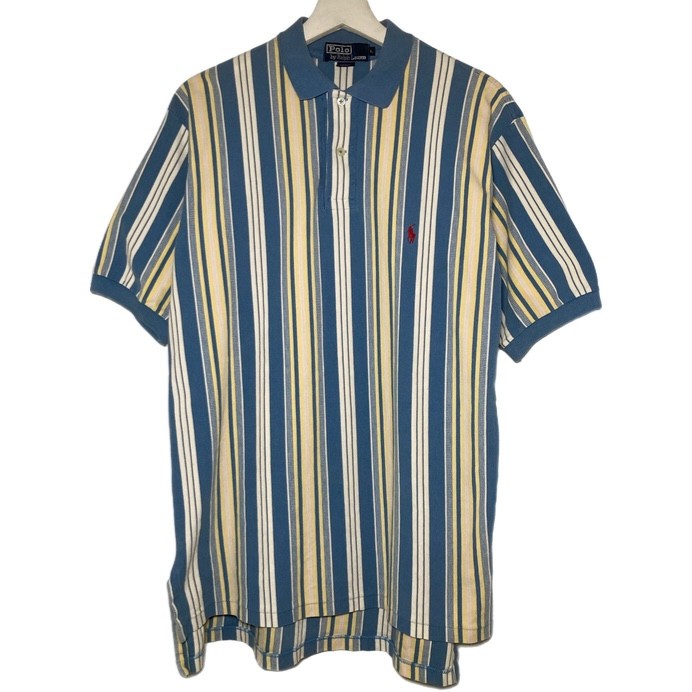 Polo Ralph Lauren camicia uomo grande blu righe verticali vintage Y2K rosso pony