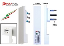 SPINA ULTRA PIATTA AD ANGOLO 90° SALVASPAZIO 16A PASSO GRANDE BIANCA "POLYPOOL"