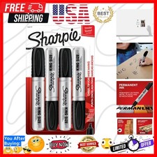 King Size Permanent Markers, Large Chisel Tip, Black, 4 Count - Office Suppli...