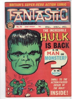 FANTASTIC #70 British Marvel Comics June 1968 Reprints Incredible Hulk #1, More