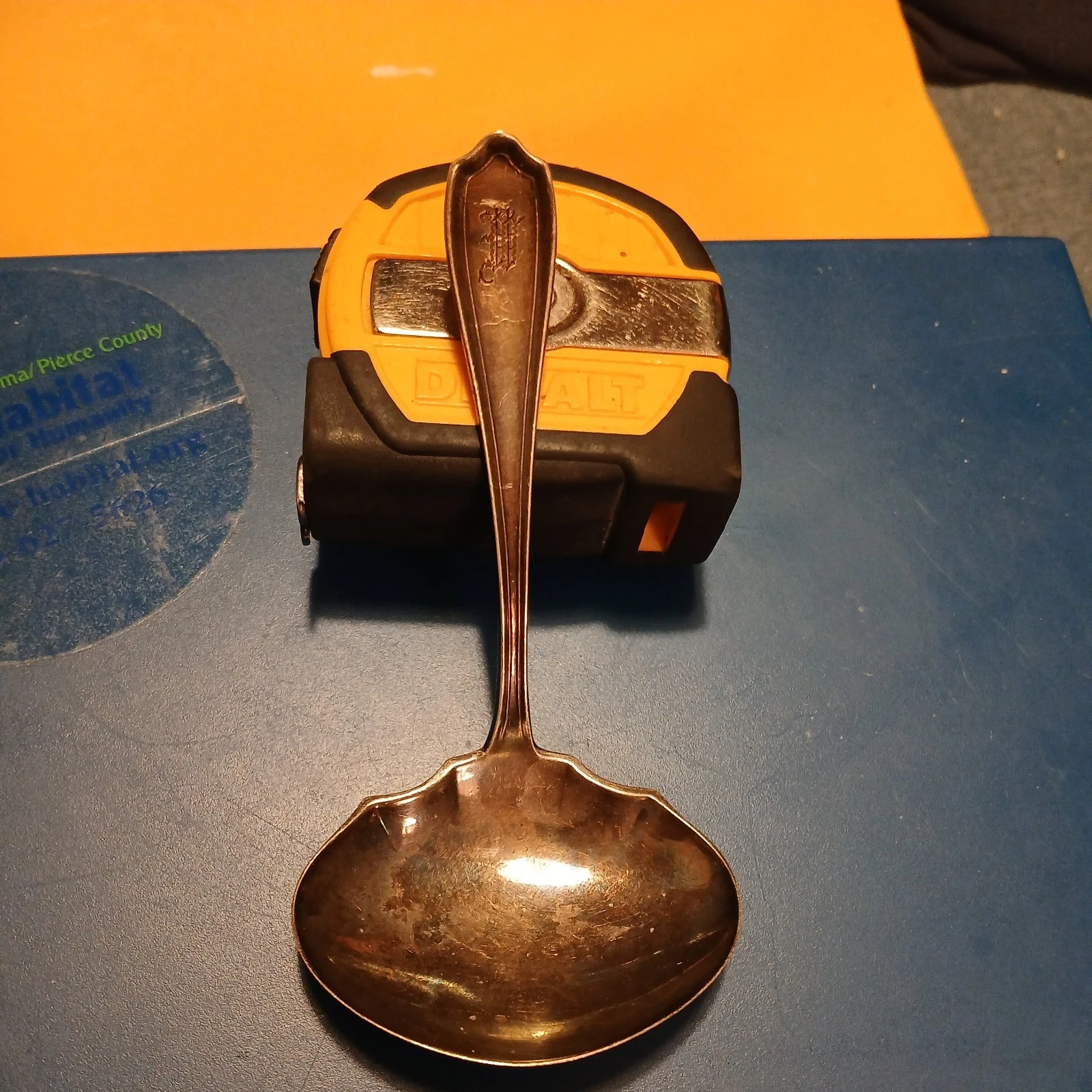 Antique Maryland by Alvin Sterling Silver Sauce Ladle 4-1/2" Monogramed