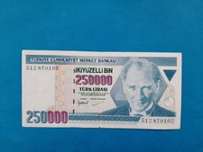 1 x 250 000 Lirasi T&uuml;rkei / Geldschein Banknote von 1970