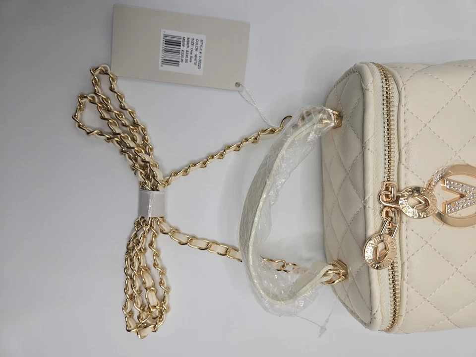 Bolso de tocador acolchado blanco Valentino Orlandi nuevo con etiquetas asa superior bandolera correa de cadena Foto 2 de 4