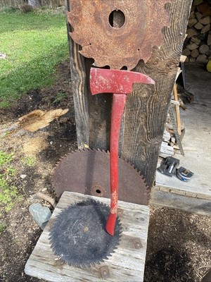 VTG 7.3 Fireman s Firefighter Axe Original Red Handle 35 Rescue Tool Decoration
