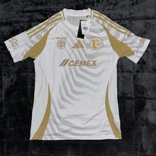 Adidas Mens Medium UANL Tigres Authentic 2024/25 Soccer Jersey White Gold NEW