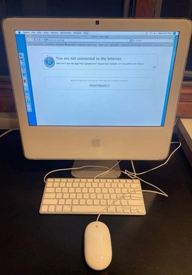 Apple iMac A1208 17 inch 2006 Intel Core 2 White w Apple Key & Mouse Working