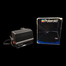 Polaroid Sun 600 LMS Black Vintage Instant Camera with Original Box