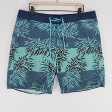Patagonia Hydropeak Board Shorts Mens 35 Blue Leaf Print Swim Trunks