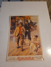 Vintage Remington Metal Advertising Sign Hunting Scene Vintage Remington Metal Advertising Sign Hunting Scene - Image 1