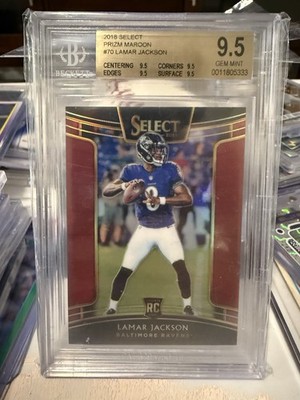 Panini 2018 Select Lamar Jackson #70 Maroon Prizm /99 RC BGS 9.5