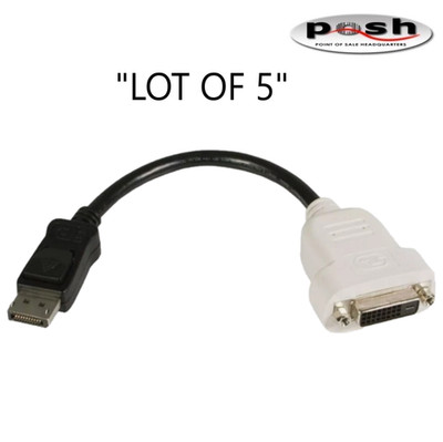 ''Lot of 5'' DELL Display Port to DVI Video Adapters DP/N 023NVR Amphenol