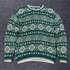 VIntage GAP Nordic Knit 100 Cotton Sweater Holiday Classic - Sz S/M Green