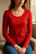 Ladies Plain Scoop Neck Top Long Sleeve Casual Women Fitted Everyday Top 8-22