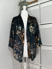 Stunning Velvet Velour Kimono Cover Up Fits 14/16Teal Floral Evening Artigiano