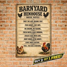 Chicken Coop Rules Farmhouse Tin Metal Sign 8x12 Country Home Wall Art