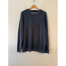 Hugo Boss Men's Crew 100  Virgin Wool Sweater L Navy Regular Fit LS Pullover