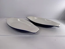 Set 2 Roshco Dish 16 Oz Baking Au Gratin Blue Over Microwave Dishwasher Safe