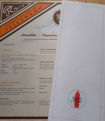 Roter Turm Karl-Marx-Stadt, Café- und Eisspezialitäten-Karte