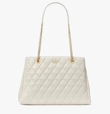 NWT Kate Spade Carey Smooth Quilted Leather Large Shoulder Parchment