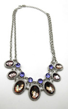 SIGNED BIJOUX TERNER Purple rhinestone silver...