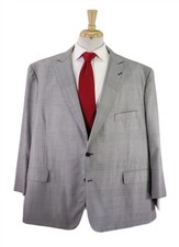 Southwick Very Recent Black White Plaid Peak Lapel 2-Btn Wool Suit Big 54S