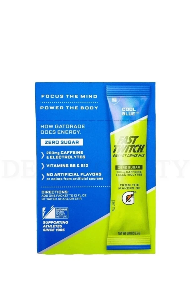 Mezcla de bebidas energéticas Gatorade Fast Twitch azul frío 10 paquetes cada lote de 2 Foto 3 de 4