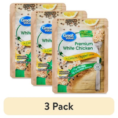 3 Pack Great Value Premium White Chicken Lemon Pepper Sauce 2.6 oz Pouch Pouches