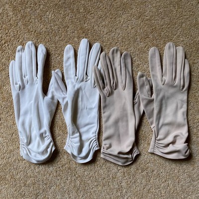 Zwei Paar Vintage Damen Anzug Handschuhe, Rehkitz & Weiß 60er Jahre Cornelia James 6,5 /7