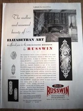 1930 RUSSWIN HARDWARE Elizabethan Period Art Ad