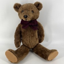 VINTAGE Large Jointed Brown Teddy Bear Plush Stuffed Animal Character No Tags