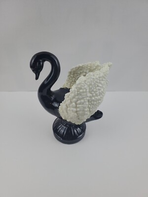 Vintage Swan Crowing Touch Collection  Figurine Black and white