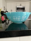 Vintage Pyrex Amish Butterprint 444 Cinderella 4Qt Nesting Mixing Bowl Turquoise