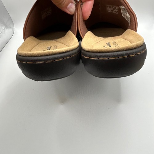 Clarks Collection Mules slip-on in pelle taglia 10 Laurieann Ella marrone mogano NUOVO - Foto 9 di 12