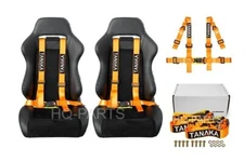 2 X TANAKA UNIVERSAL ORANGE 4 POINT BUCKLE RACING SEAT BELT HARNESS 2"