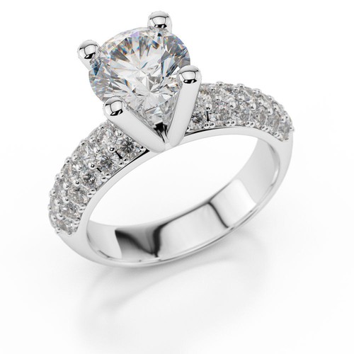 Anello solitario in oro bianco 18kt con diamante certificato