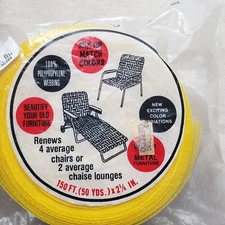 Sun Products Lawn Chair Webbing 150 ft Plus Yellow White Stripes Vintage