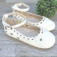 Baby Infant Toddler Girls Flat Glitter Ivory Shoes Size 3,4,5,6,9 Dress