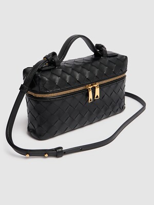 BOTTEGA VENETA Bang Bang $3200 Black Intrecciato Leather Vanity