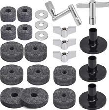 23-Piece Cymbal Accessory Set, Includes Cymbal Stand Felts, Felt Pads, Sleeves, 